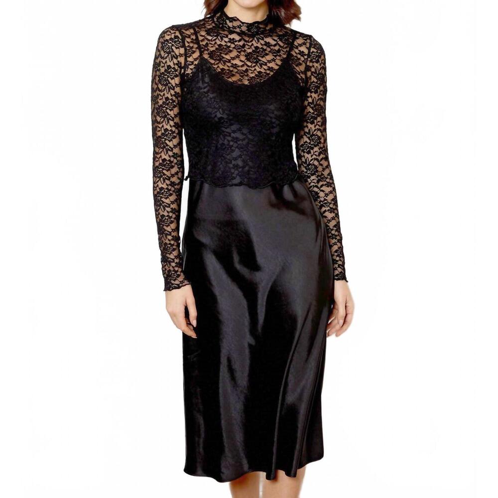 NEW DH NEW YORK lace midi dress in black